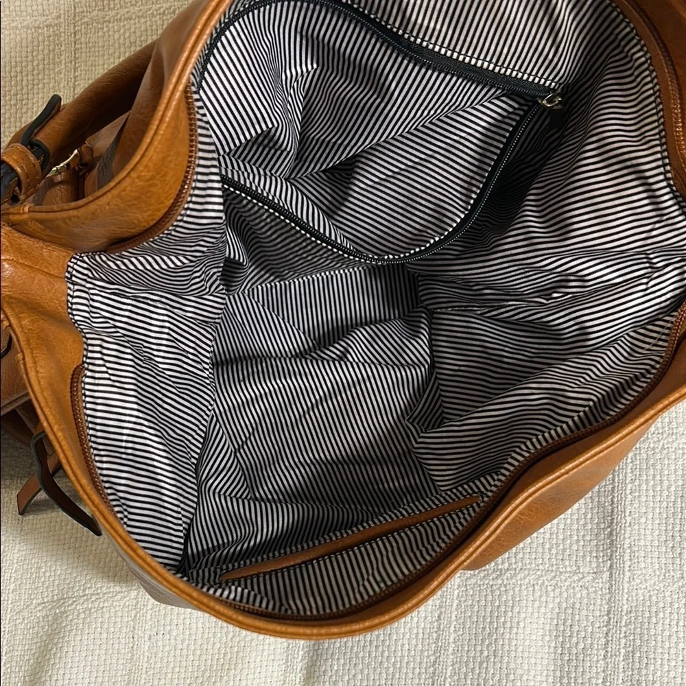 Faux Leather Shoulder Bag with Matching Wallet